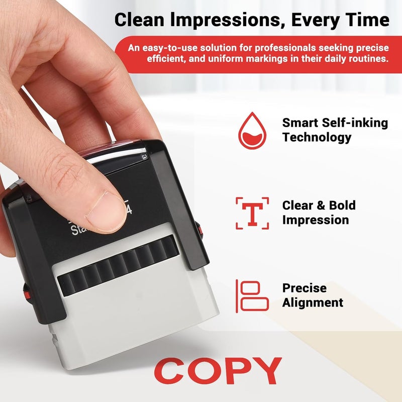 KTWT Copy Stamp, Copy Self Inking Stamp -Refillable Stampers for Office, Business, Accounting, Bookkeeping, Coding, Legal, Notary, Ordering, Inventory Stamps - Red Ink - Image 3